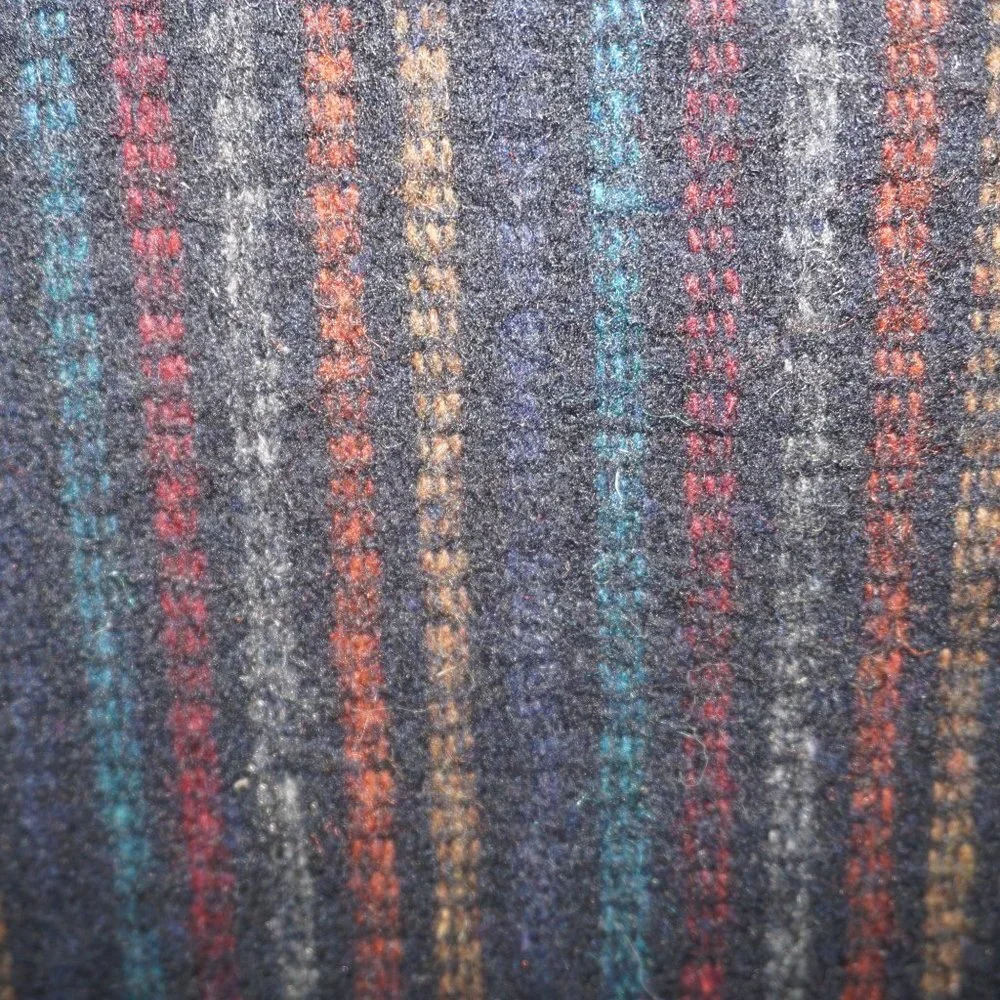 Vintage 70s Rainbow Vertical Striped Wool Pea Coat Small - Picture 2 of 9